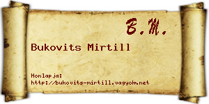 Bukovits Mirtill névjegykártya