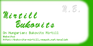 mirtill bukovits business card
